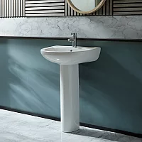 Milano Alma Modern 540mm Basin with Full Pedestal 1 Tap Hole