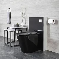 Milano Nero Black Modern 500mm WC Unit with Back to Wall Toilet