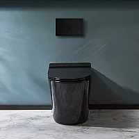 Milano Nero Round Back to Wall Toilet with Soft Close Seat Black