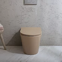 Milano Elements Modern Round Back to Wall Toilet with Soft Close Seat Choice of Finish