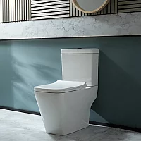 Milano Longton Modern Close Coupled Toilet with Soft Close Seat and Black Flush Button