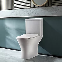 Milano Marbury Modern Close Coupled Toilet with Soft Close Seat and White Flush Button