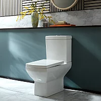 Milano Dalton Modern Close Coupled Toilet with Soft Close Seat Choice of Flush Button Finish