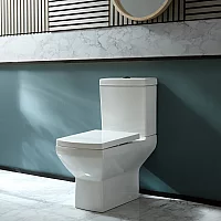 Milano Dalton Modern Close Coupled Toilet with Soft Close Seat and Black Flush Button
