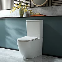 Milano Overton Modern Close Coupled Toilet with Soft Close Seat Choice of Flush Button Finish