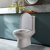 Milano Ballam Modern STrap Close Coupled Toilet with Soft Close Seat Choice of Flush Button Finish