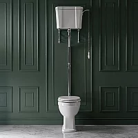 Milano Richmond Traditional Comfort Height High Level Toilet with Cistern and White Seat Black