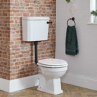 Milano Richmond Traditional Low Level Toilet with Cistern and White Seat Black