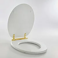 Milano Richmond Traditional White Soft Close Toilet Seat with Brushed Brass Hinges