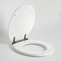Milano Richmond Traditional White Soft Close Toilet Seat with Oil Rubbed Bronze Hinges