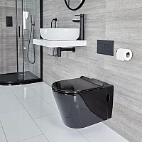 Milano Nero Wall Hung Toilet with Soft Close Seat Black