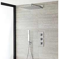Milano Arvo Chrome Thermostatic Shower with Shower Head and Hand Shower 2 Outlet