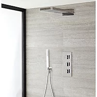 Milano Arvo Chrome Thermostatic Shower with Diverter Waterblade Shower Head and Hand Shower 3 Outlet