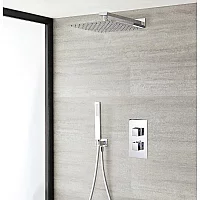 Milano Arvo Chrome Thermostatic Shower with Diverter Shower Head and Hand Shower 2 Outlet