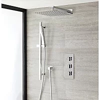 Milano Arvo Chrome Thermostatic Shower with 300mm Shower Head Hand Shower and Riser Rail 2 Outlet