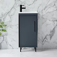 Milano Edge Anthracite 400mm Modern Cloakroom Vanity Unit with Basin and Black TBar Handle