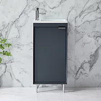 Milano Edge Anthracite 400mm Modern Cloakroom Vanity Unit with Basin and Chrome Finger Pull Handle