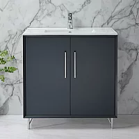 Milano Edge Anthracite 810mm Modern Vanity Unit with Basin and Chrome TBar Handles