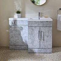 Milano Lurus Concrete Grey 1105mm Modern RightHand Vanity and WC Combination Unit Excluding Pan Chrome TBar Handles