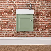 Milano Thornton Pastel Green 400mm Wall Hung Traditional Cloakroom Vanity Unit with Basin and Classic Round Chrome Handle