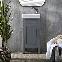 Milano Aston Light Grey 400mm Traditional Cloakroom Vanity Unit with Basin and Aged Bronze Classic TBar Handle