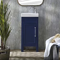 Milano Aston Navy 400mm Traditional Cloakroom Vanity Unit with Basin and Chrome Classic TBar Handle