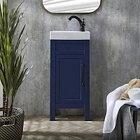 Milano Aston Navy 400mm Traditional Cloakroom Vanity Unit with Basin and Black Classic TBar Handle