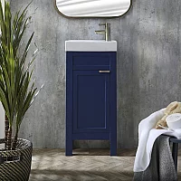 Milano Aston Navy 400mm Traditional Cloakroom Vanity Unit with Basin and Aged Gold Modern Finger Pull Handle