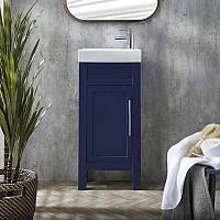 Milano Aston Navy 400mm Traditional Cloakroom Vanity Unit with Basin and Chrome Modern TBar Handle