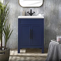Milano Aston Navy 600mm Traditional Vanity Unit with Basin and Black Classic TBar Handles