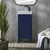 Milano Aston Navy 400mm Traditional Cloakroom Vanity Unit with Basin and Black Classic Round Handle