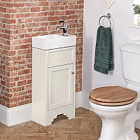 Milano Thornton Antique White 400mm Traditional Cloakroom Vanity Unit with Basin and Classic TBar Chrome Handle