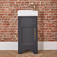Milano Thornton Black Grey 400mm Traditional Cloakroom Vanity Unit with Basin and Classic TBar Aged Gold Handle