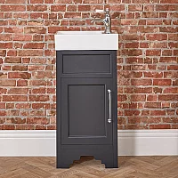 Milano Thornton Black Grey 400mm Traditional Cloakroom Vanity Unit with Basin and Classic TBar Chrome Handle