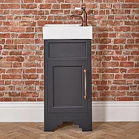Milano Thornton Black Grey 400mm Traditional Cloakroom Vanity Unit with Basin and Classic TBar Aged Bronze Handle