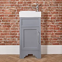 Milano Thornton Light Grey 400mm Traditional Cloakroom Vanity Unit with Basin and Classic TBar Chrome Handle