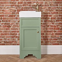 Milano Thornton Pastel Green 400mm Traditional Cloakroom Vanity Unit with Basin and Classic Round Aged Gold Handle