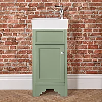 Milano Thornton Pastel Green 400mm Traditional Cloakroom Vanity Unit with Basin and Classic Round Chrome Handle