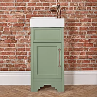 Milano Thornton Pastel Green 400mm Traditional Cloakroom Vanity Unit with Basin and Classic TBar Aged Bronze Handle