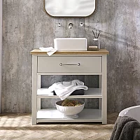 Smoke Grey 840mm Traditional Vanity Unit with Square Basin Chrome Classic Bar Handle