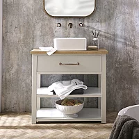 Smoke Grey 840mm Traditional Vanity Unit wih Square Basin Oil Rubbed Bronze Classic Bar Handle