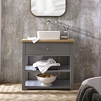 Light Grey 840mm Traditional Vanity Unit with Square Basin Chrome Knob Handle
