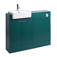 Milano Lurus 1050mm Dark Green Modern Vanity and WC Combination Unit Excluding Pan Chrome Finger Pull Handles
