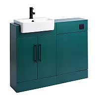 Milano Lurus 1050mm Dark Green Modern Vanity and WC Combination Unit Excluding Pan Black TBar Handles