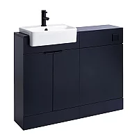Milano Lurus 1050mm Black Grey Modern Vanity and WC Combination Unit Excluding Pan Black Finger Pull Handles