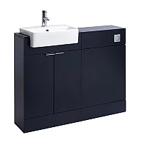 Milano Lurus 1050mm Black Grey Modern Vanity and WC Combination Unit Excluding Pan Chrome Finger Pull Handles