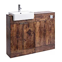 Milano Lurus 1050mm Dark Oak Modern Vanity and WC Combination Unit Excluding Pan Chrome Finger Pull Handles