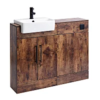 Milano Lurus 1050mm Dark Oak Modern Vanity and WC Combination Unit Excluding Pan Black TBar Handles