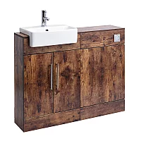 Milano Lurus 1050mm Dark Oak Modern Vanity and WC Combination Unit Excluding Pan Chrome TBar Handles