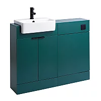 Milano Lurus 1050mm Dark Green Modern Vanity and WC Combination Unit Excluding Pan Black Finger Pull Handles